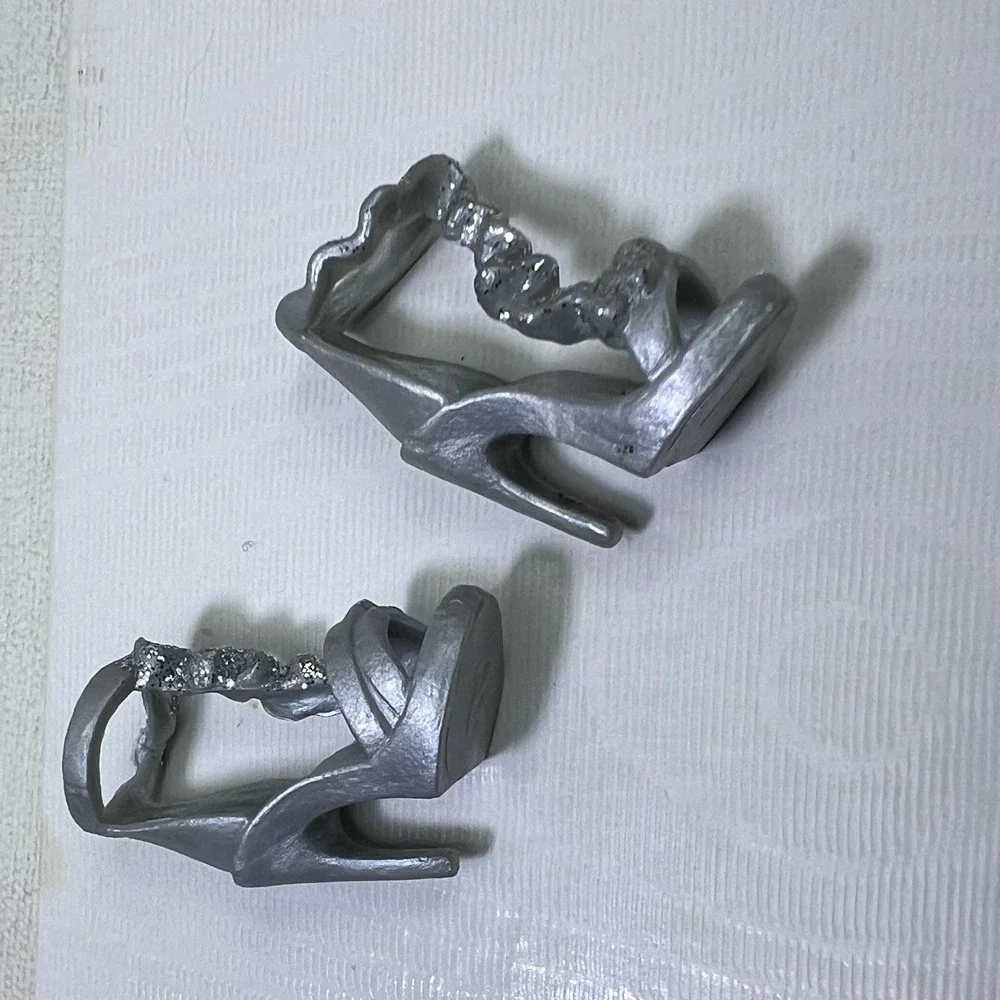 Barbie Doll Fashion Set Turquoise Silver Glitter Dress Purse Shoes Outfit